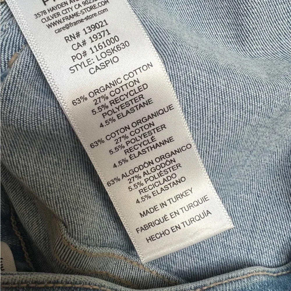 Frame Le One Skinny High Waist Cotton Jeans in Caspio Frame Size 2 MSRP $218